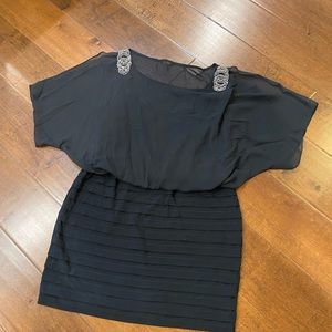 Escape Mini dress/Top with Split sleeve and embellished detail at Shoulder